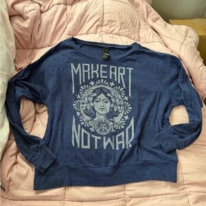 OBEY Navy Blue Make Art Not War Graphic Sweatshirt LONG Sleeve Shirt